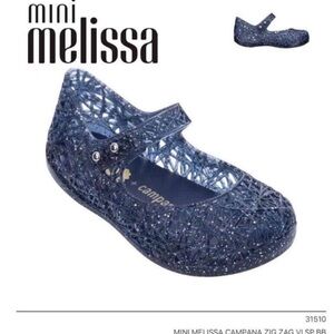 Mini Melissa Campana Glittery Blue Dress Shoes